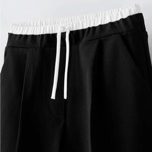 Zara double waist shorts drawstring Black and White size Small